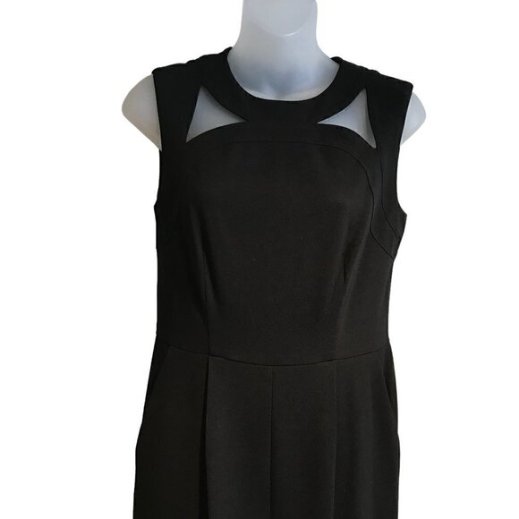 Calvin Klein Black Sleeveless Jumpsuit With Cut Outs & Front Pockets Size 4 - Picture 4 of 9